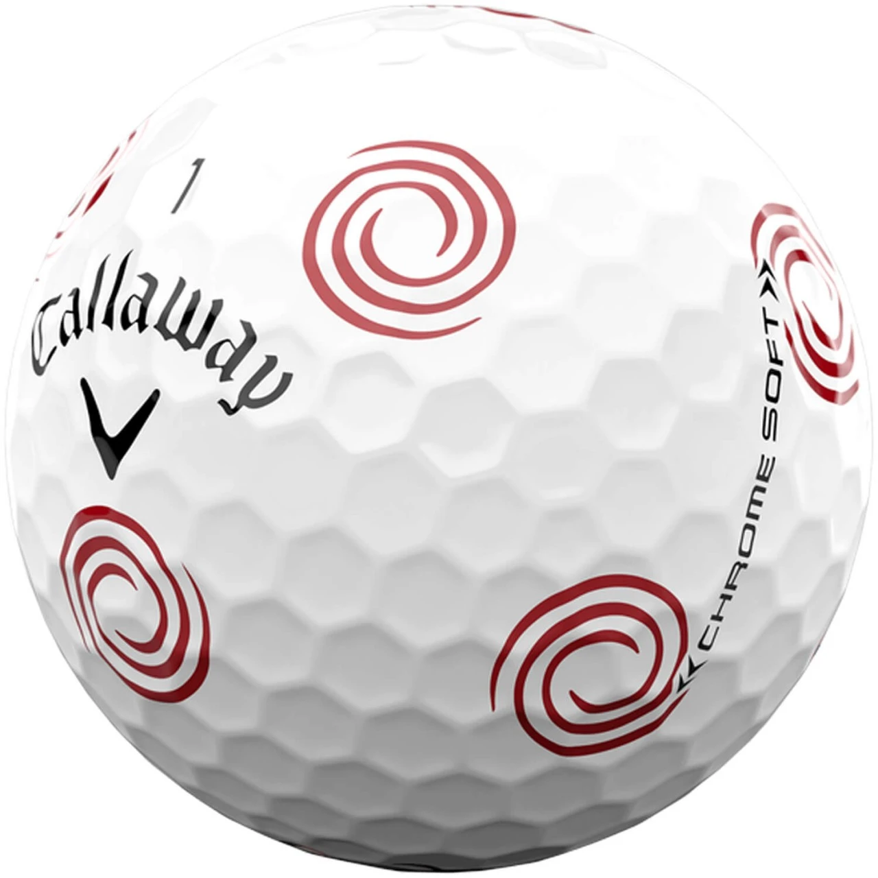 Callaway Chrome Soft Truvis Swirl Golfbälle - 12er Pack, Weiß/rot 4 Callaway Chrome Soft Truvis Swirl Golfbälle - 12er Pack, Weiß/rot – Bild 2